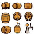 set of hand drawn wood barrels isolated on white vector image vector image
