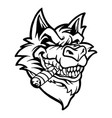 smoking wolf head mascot silhouette vector image vector image
