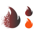 disintegrating pixel halftone fire icon vector image