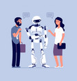 people talk with robot technology helping vector image