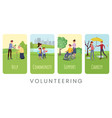 volunteering flat banner templates set vector image