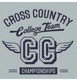 cross country college team t-shirt design vector image vector image
