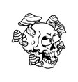 trippy magic mushroom and skull vector image vector image