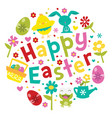 happy easter spring love phrase vector image vector image