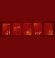 set cards 2021 happy new year red gold texture vector image vector image