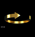 gold arrow spin isolated on black background vector image vector image