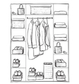 hand drawn wardrobe sketch clothes of the hanger vector image
