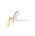 p f pf initial letter handwriting and signature vector image