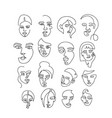 set linear woman portraits continuous vector image vector image