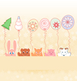 animals with new years balloons on pastel vector image