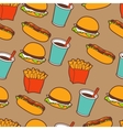 fast food seamless pattern in retro style vector image