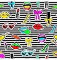 seamless pattern with fashion patch badges vector image