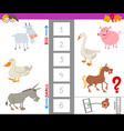 educational game with large and small farm animals vector image