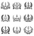 set of the emblems with anchors and wreaths vector image