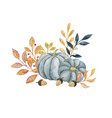 autumn composition with grey pumpkin and yellow vector image