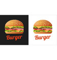 burger logo for cafe shop with fastfood vector image vector image
