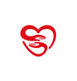 creative hands and heart symbol logo vector image