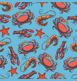 marine crustaceans colorful pattern seamless vector image