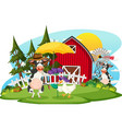 barm farm with cartoon character vector image