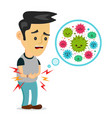 young sick man having stomach ache food vector image