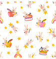 magic rabbits and stars pattern vector image