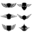 Set emblems with wings isolated on white Vector Image