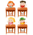 Boys and girls sitting on desk Royalty Free Vector Image