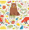 childish seamless pattern with adorable animals vector image