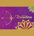 happy dussehra and bow with arrow on purple vector image vector image