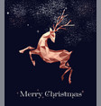 christmas copper low poly deer greeting card vector image vector image