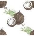 seamless pattern with hand drawn coconut half vector image vector image