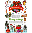 merry christmas wish greeting card sketch vector image