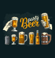 two hands holding beer glasses mug glass can vector image vector image