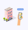 hand holding mobile smart phone with application vector image vector image