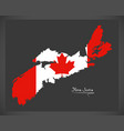 nova scotia canada map with canadian national flag vector image