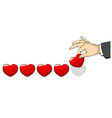 mens hand holding a red heart vector image