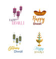 watercolor diwali logo collection vector image