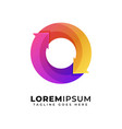 abstract circle arrow loop letter o logo colorful vector image