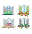 windows with flowers box design set vector image