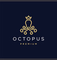 abstract luxury octopus logo with crown icon vector image
