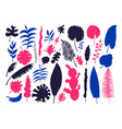 set of hand-drawn bright tropical plants vector image