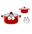 little red cartoon cooking saucepan with a lid vector image vector image