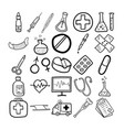 medicine hand drawn doodle line art outline set vector image vector image