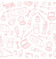 cosmetics repeat pattern with makeup products vector image