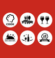 food icons for restaurant on red background vector image