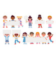 cartoon kids holding placards sign boards vector image vector image