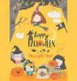 funny children wearing in halloween costumes vector image vector image