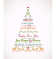 vintage christmas tree with text and elements vector image