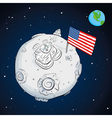 astronaut whit flag usa on the moon color vector image vector image