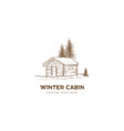 retro vintage hand drawn wooden cabin chalet vector image vector image